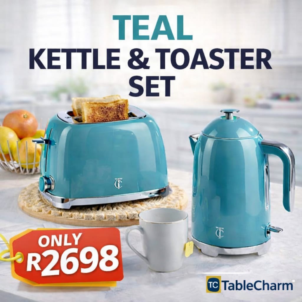 Teal Kettle & Toaster Set