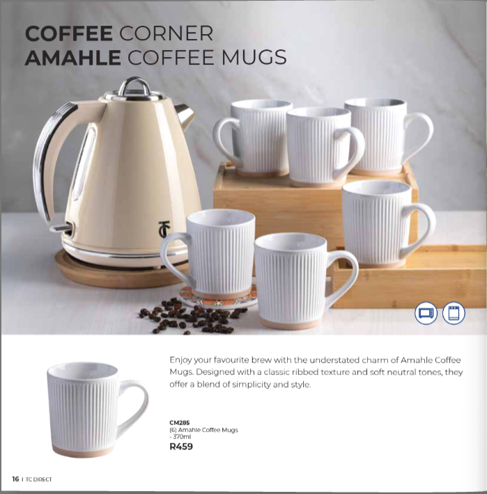 (6) Amahle Coffee Mugs - 370ml