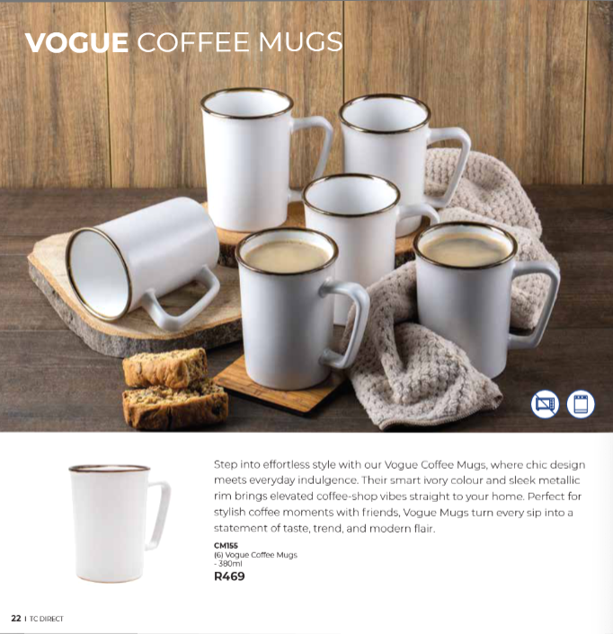 (6) Vogue Coffee Mugs - 380ml