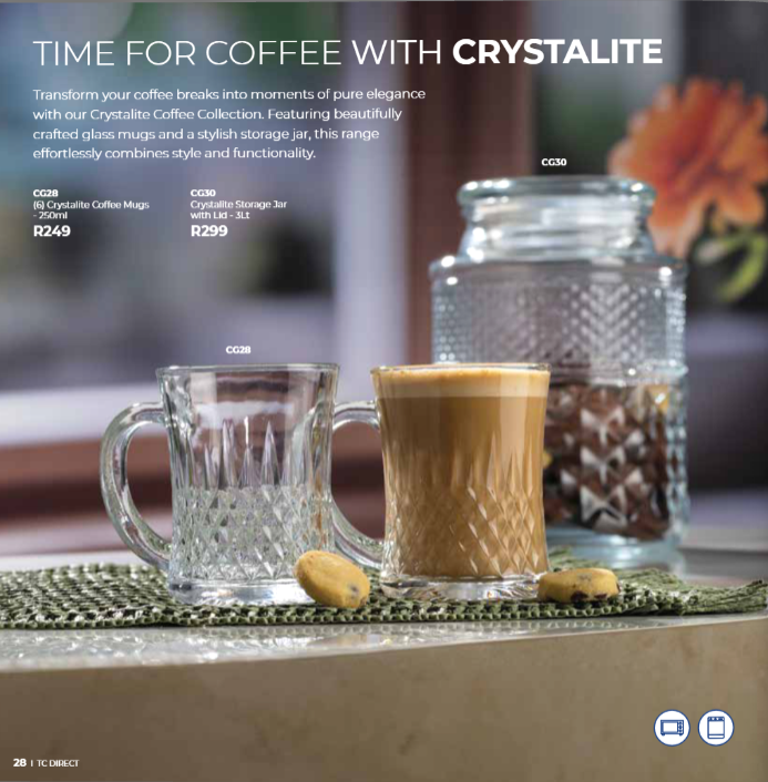 (6) Crystalite Coffee Mugs - 250ml