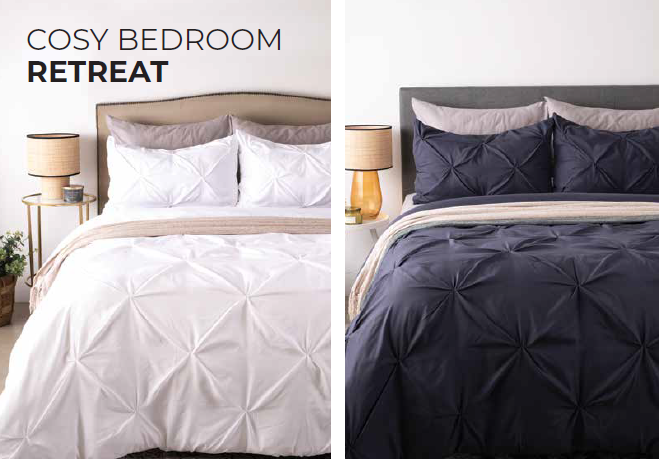 WHITE PINTUCK DUVET COVER 3PC SET