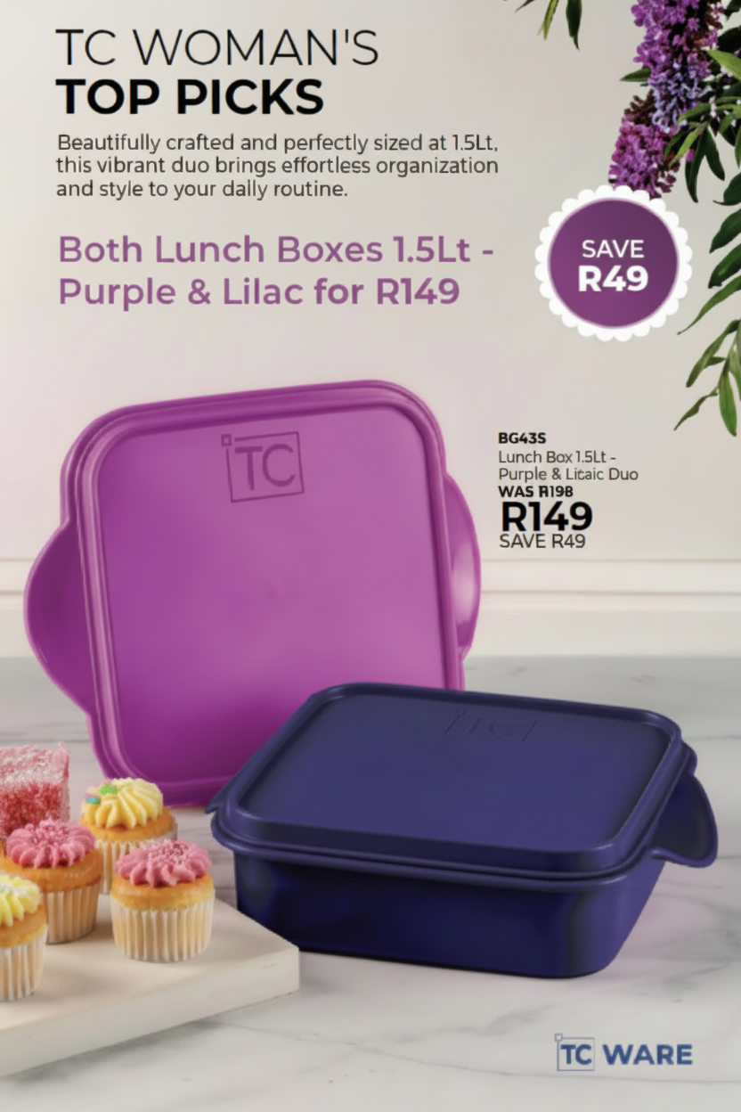 Lunch Box 1.5Lt - Purple + Orchid Purple