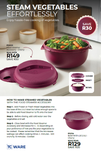 Food Steamer Accessory/ Bowl with Lid- Cherry