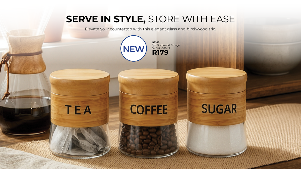 3pc Birchwood Storage Jar Set - 370ml