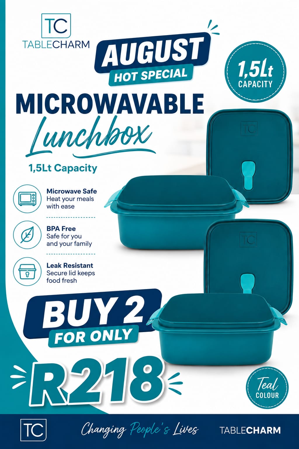 August Hot Special: Microwavable Lunchbox 1.5Lt