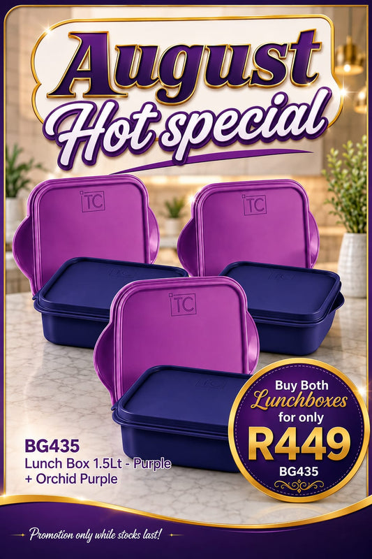August Hot Special: Lunch Box 1.5Lt - Purple + Orchid Purple