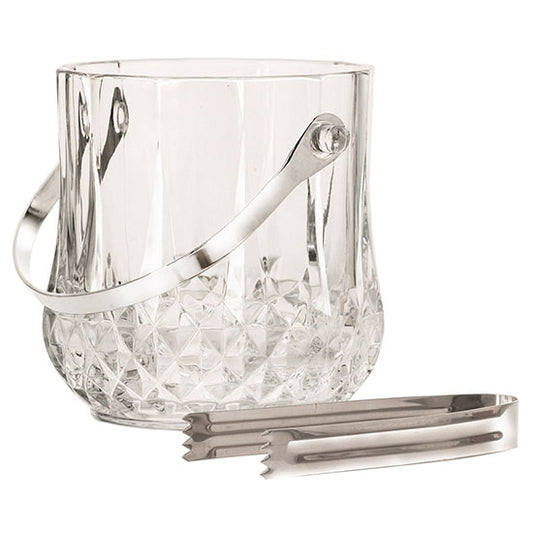 Crystalite Glass Ice Bucket & Tongs