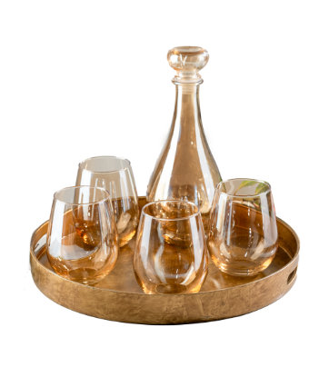 (4) Golden Stemless Wine Glasses - 630ml