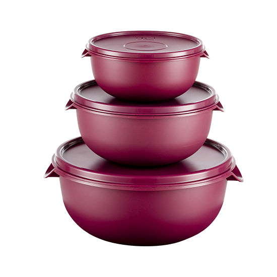3pc Bowl Set & Lids - Cherry (1.25lt, 2.5lt, 5lt)