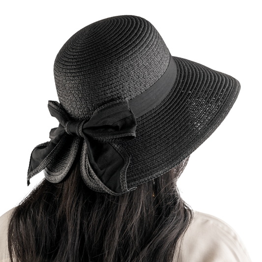 Sierra Straw hat With Bow - Black
