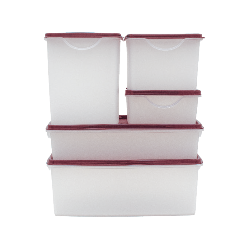5pc Fridge Storage Set (500ml - 1.7Lt) - Cherry