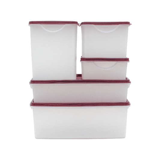5pc Fridge Storage Set (500ml - 1.7Lt) - Cherry
