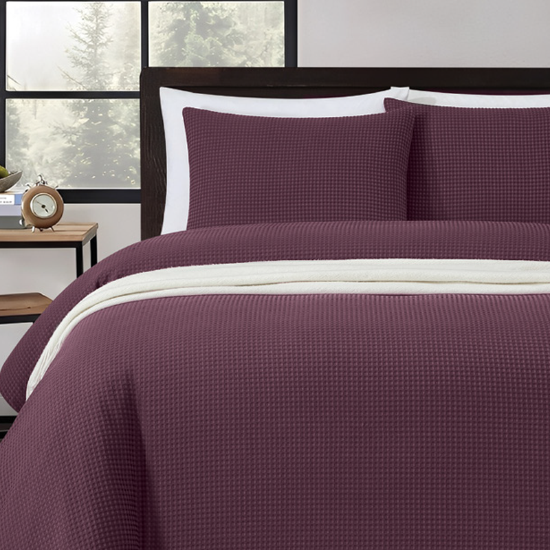 Waffle Duvet Sets Plum