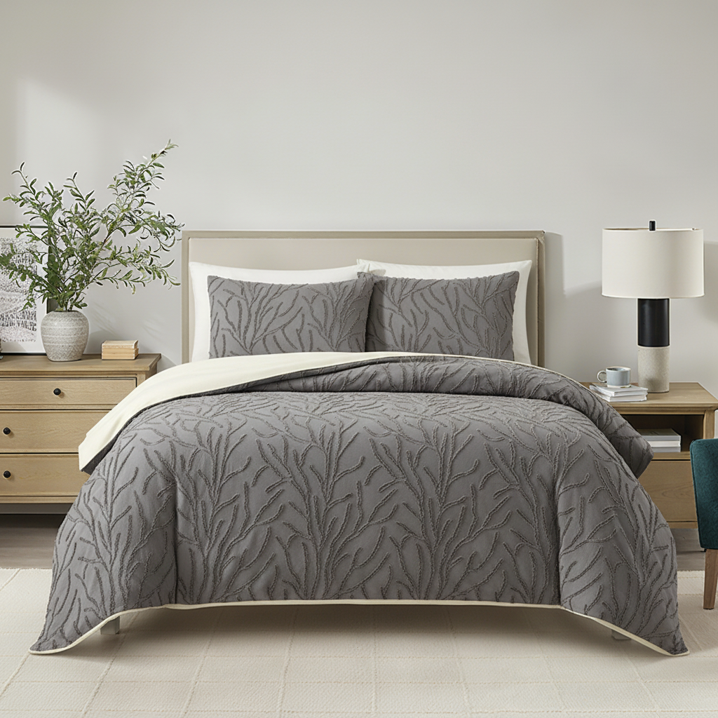 Asha Duvet Cover 3pc Set - Grey