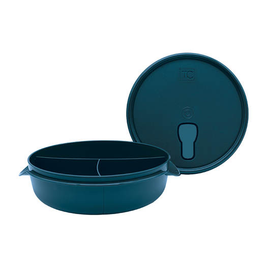 Microwavable Round Divided Luncher 1Lt - Teal