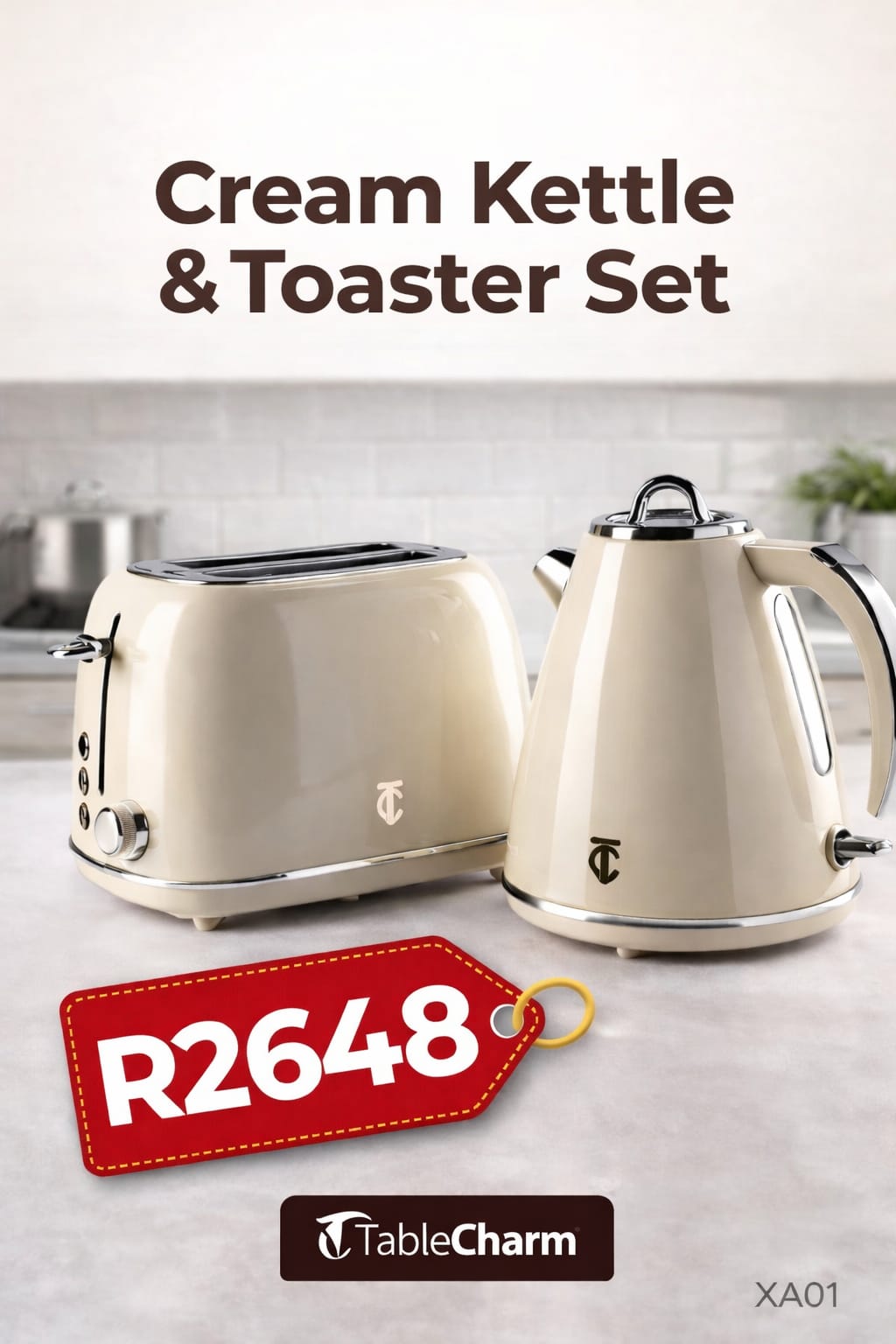 Cream Kettle & Toaster Set
