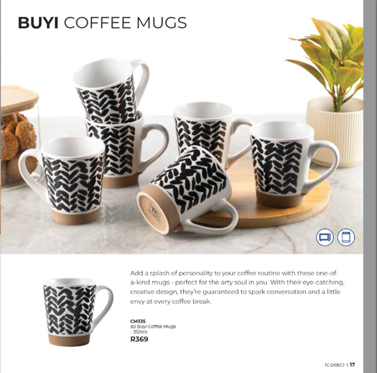 (6) Buyi Coffee Mugs - 350ml