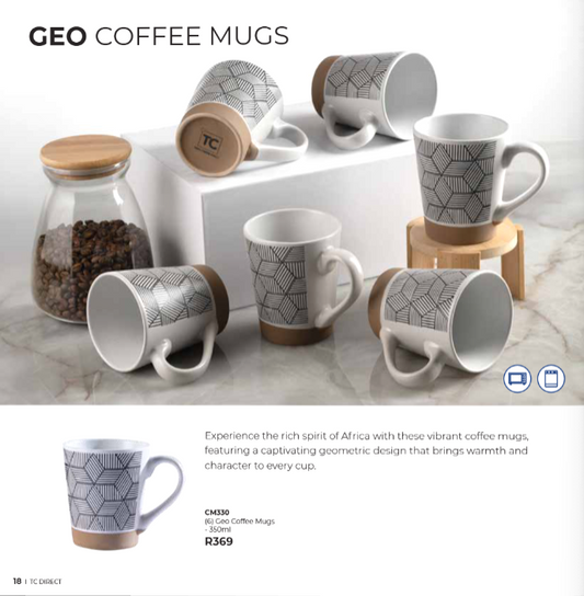(6) Geo Coffee Mugs - 350ml
