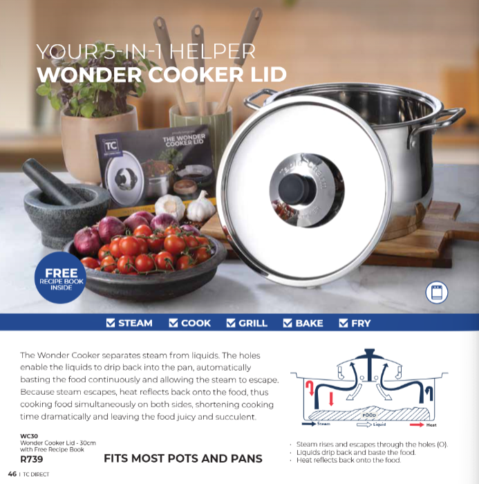 Wonder Cooker Lid - 30cm with Free Recipe Book