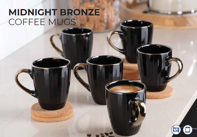 (6) Midnight Bronze Coffee Mug - 355ML