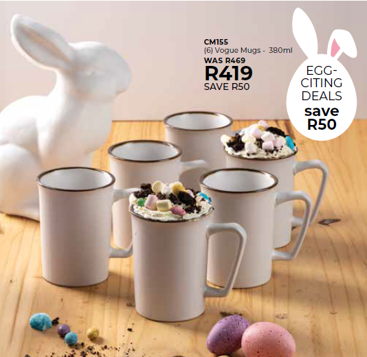 (6) Vogue Mugs- 380ml