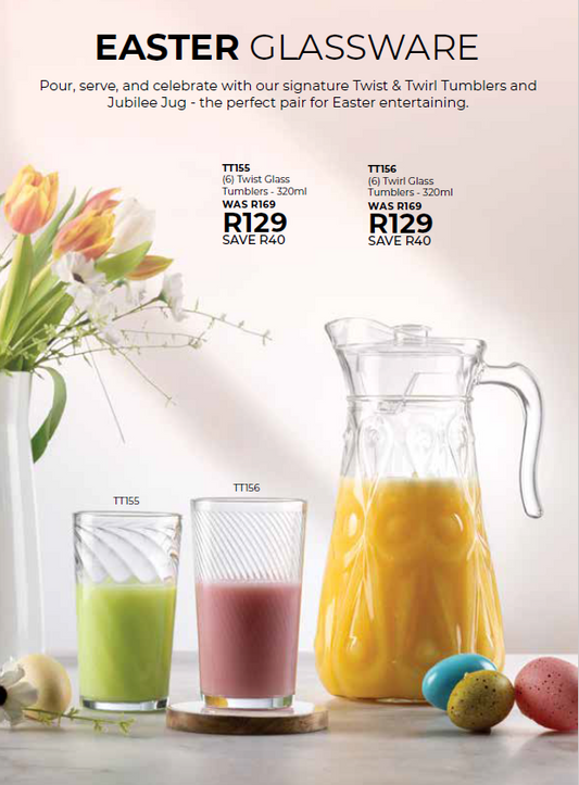 (6) Twirl Glass Tumblers - 320ml