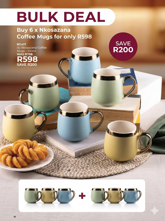 BG417 (6) Nkosazana Coffee Mugs - 330ml
