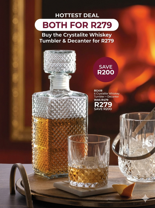 BG418 6 Crystalite Whiskey Tumbler + Decanter