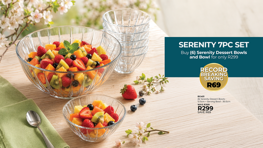 (6) Serenity Dessert Bowls - 12.5cm + Serving Bowl - 30.5cm